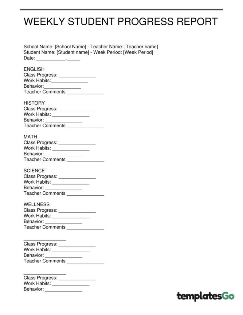 Weekly Student Progress Report Letter to help teachers create reports faster