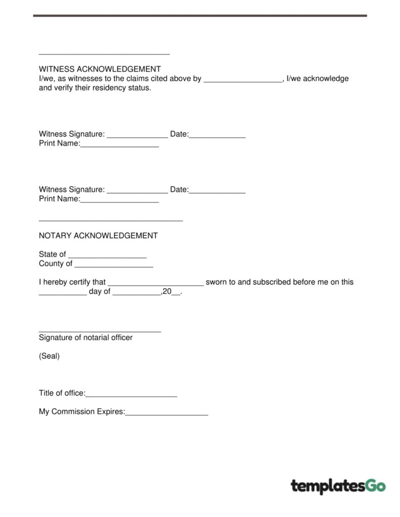 sample form of witness acknowledgement