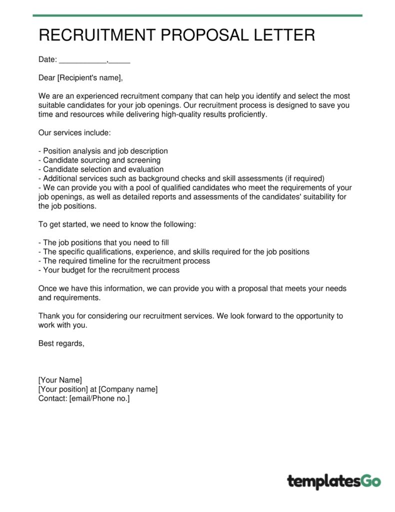a recruitment proposal sample letter to customize and get instant results