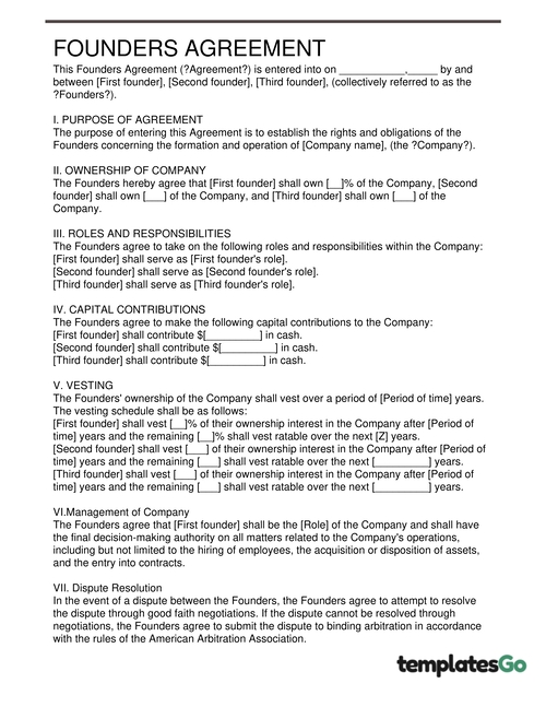 Founders agreement standard form
