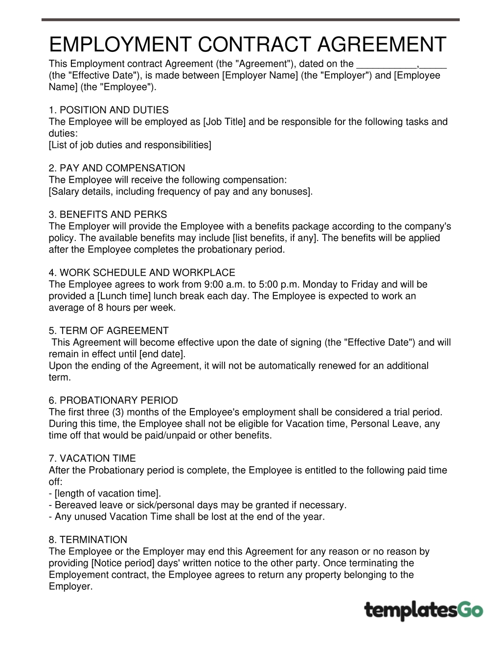 Free Employment Contract Template To Create Online Free Employment Contract Template To Create Online