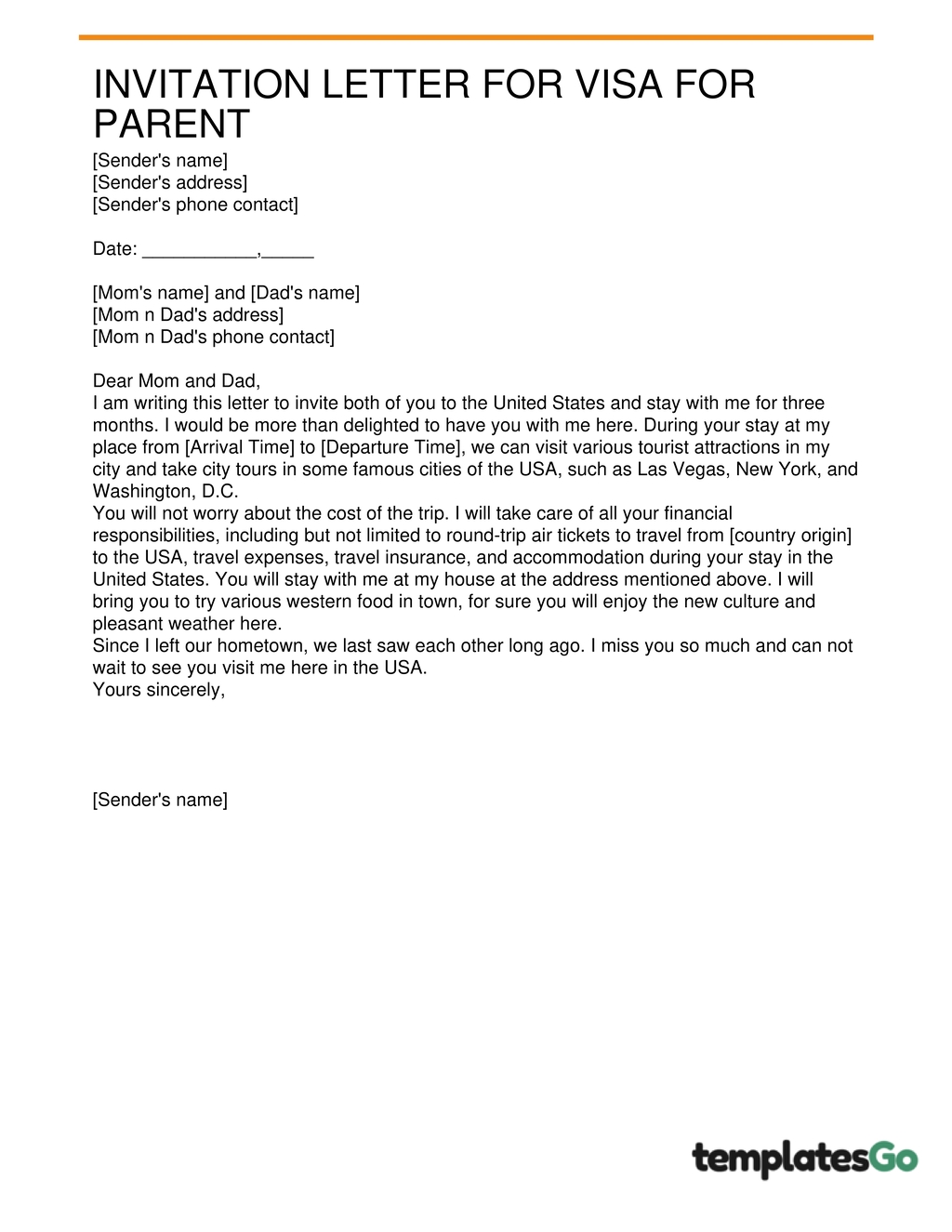 Free Invitation Letter For US Visa Templates Free Invitation Letter For US Visa Templates