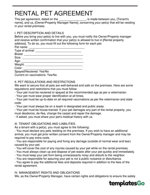 Pet Rental Agreement Addendum Free Templates