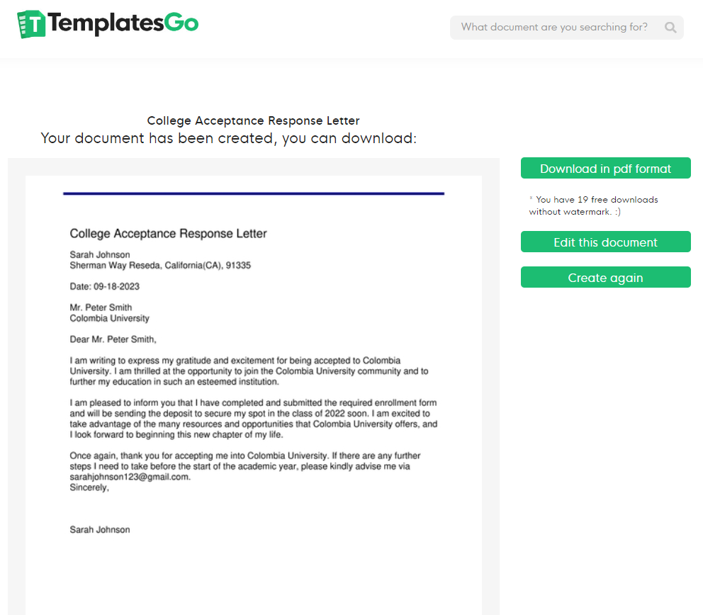 download document page from templatesgo