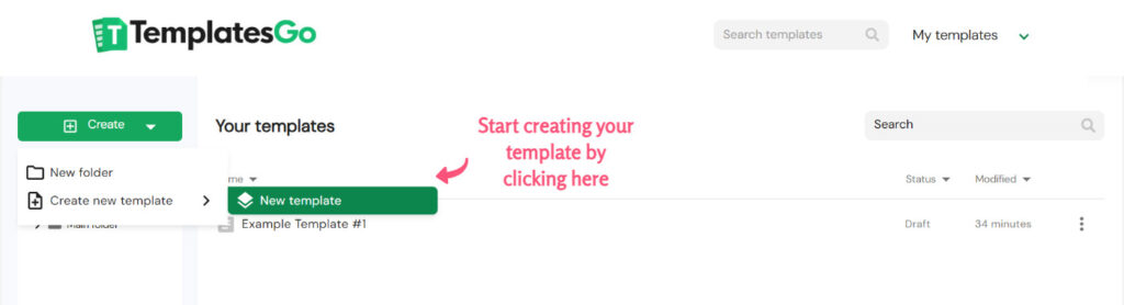 Start creating your template 