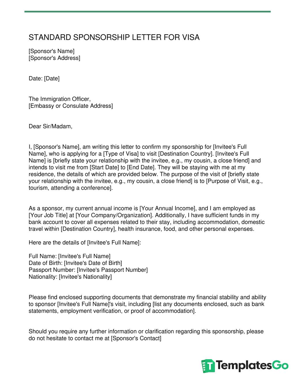 Create A Persuasive Sponsorship Letter For Visa With Ease Templates 